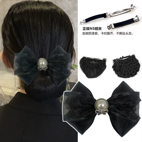 New Black Chiffon Bow Professional Hair Accessory for Women in Summer, Korean High-Quality Spring Clip