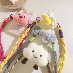 潮流ins小海狸公仔手機夾斜跨加長繩通用手機殼diy學生背帶式掛繩