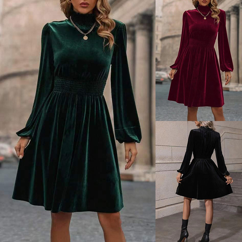 fashionable elegant solid color velvet long-sleeve