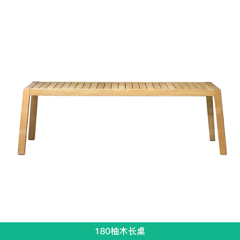 Mesa y silla de teca al aire libre patio al aire libre jardín impermeable muebles de ocio villa diseñador de protección solar mesa larga de madera maciza