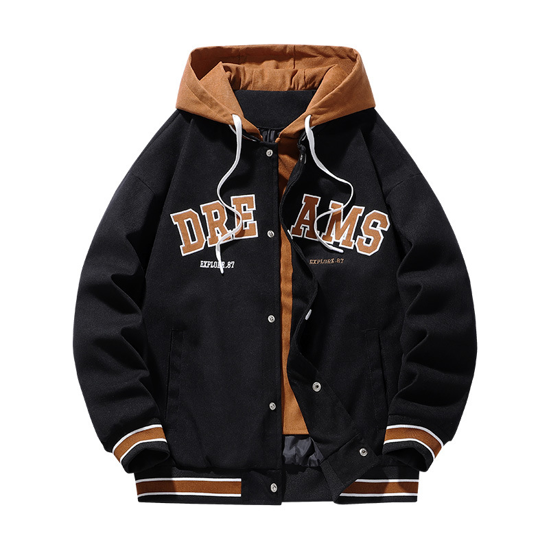 Giacca finta in due pezzi, autunno e inverno, marchio di moda INS, cappotto con cappuccio, maglia da baseball da uomo_voghion.com