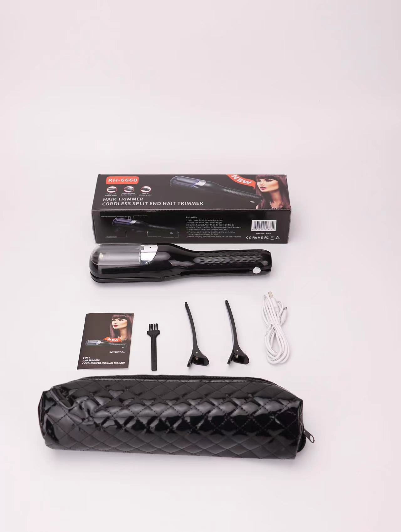 Recortadora de pelo multifuncional para puntas abiertas, cortadora de pelo automática portátil recargable para el hogar, recortadora de pelo eléctrica.