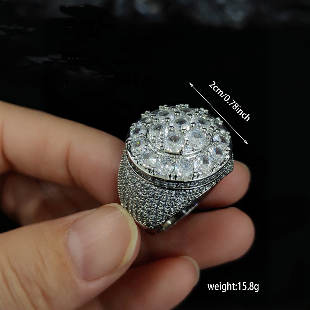 Anello da uomo hip hop stile europeo e americano in zircone e rame_voghion.com