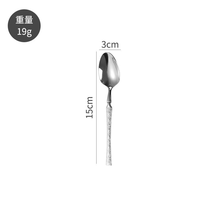 跨境小蛮腰304不锈钢亮光树皮纹薄款牛排刀北欧风刀叉勺西餐具玖|undefined