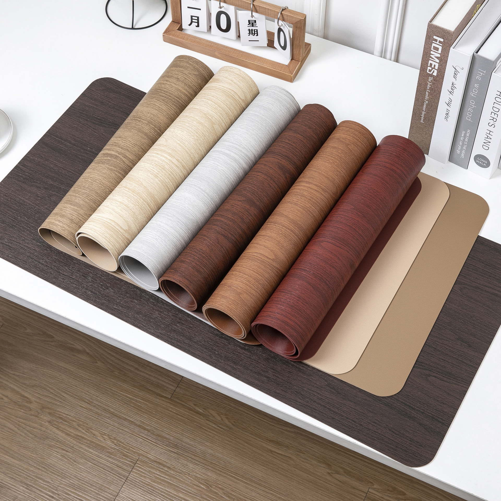 Madera imitación de cuero impermeable super gran almohadilla de ratón color madera gruesa almohadilla de escritorio de escritorio de estudio de escritorio de computadora de oficina