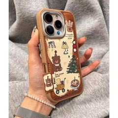 韩系ins卡通可爱礼帽小熊适用iPhone16promax苹果15手机壳17新款