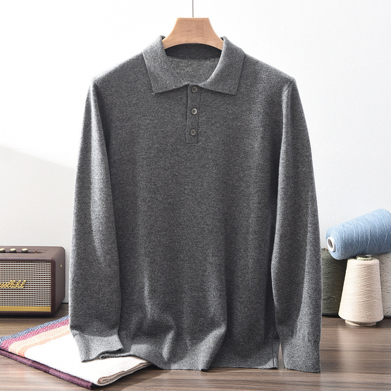 100% Pure Cashmere Men's Polo Collar Light Business Casual Versatile Cashmere Knitwear New Simple Shirt Knitwear 100% Pure Cashmere Men's Polo Collar Light Business Casual Versatile Cashmere Knitwear New Simple Shirt Knitwear