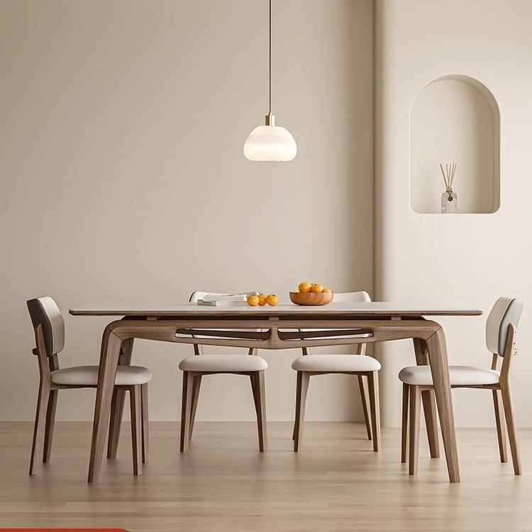 设计师TJKMLBB02侘寂风实木岩板餐桌椅组合现代简约北欧中古新中