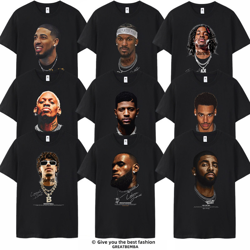 Spring/Summer Hornets three-ballers Ball, Irving, Morant short-sleeve T-shirt for men, casual basketball star, large size, trendy ins