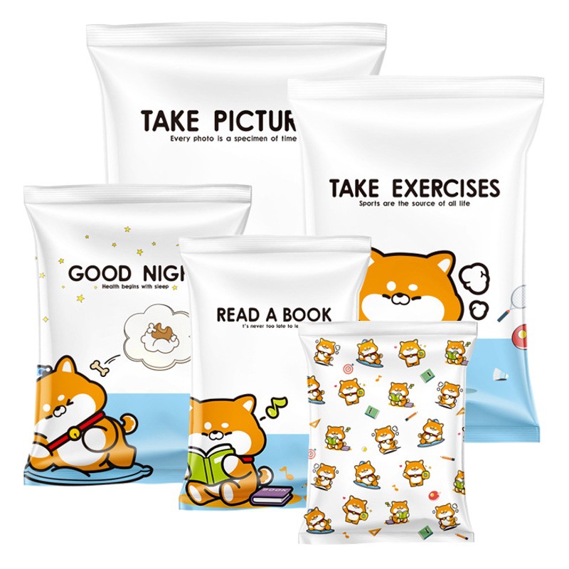 En stock bolsa de compresión de vacío ropa de viaje colcha de bombeo bolsa de almacenamiento de vacío bolsa de compresión de impresión engrosada de dibujos animados