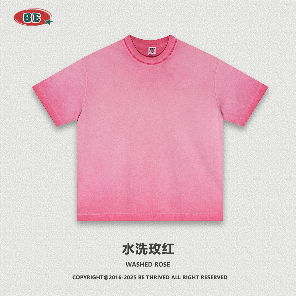 BE ropa de hombre | 2025 verano americano pesado anti-fondo frito estilo neutro camiseta de algodón de manga corta de gran tamaño personalizado para hombres