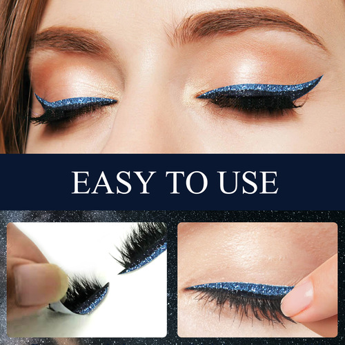 Eyeliner Eyelash Sticker7色闪粉眼线免胶水自粘式假睫毛眼妆贴