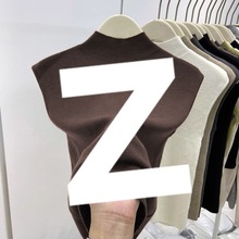 2025夏季半高领无袖针织衫女修身内搭修身打底衫背心气质百搭上衣