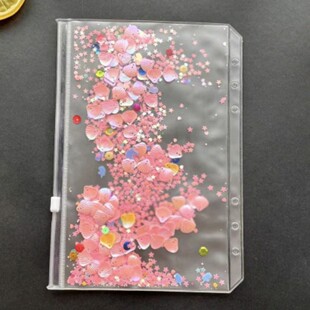 A6 Transparent PVC Loose-leaf Notebook Laptop Clip Shake Card Sequin Storage Bag Labeled Book Label Zipper Bag