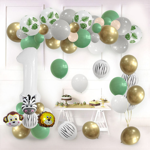 Amazon Hot Selling Jungle Balloon Chain Leaves Decoration Latex Sequins Birthday Party Party Animal Arrangement Props