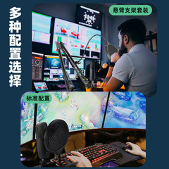 USB電容降噪麥克風套裝手機有聲書錄音會議電腦遊戲跨境有線話筒