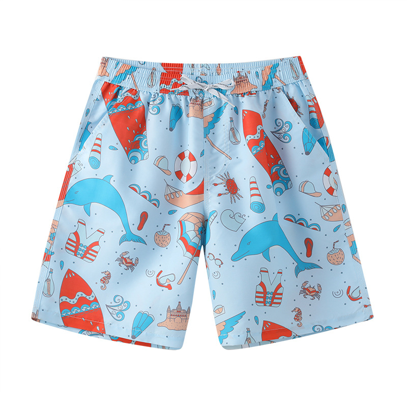 Pantalones de playa de poliéster personalizados cinco pantalones cortos de piel de桃o rápido secado digital impresión de pantalones de playa para dibujar logotipo personalizado
