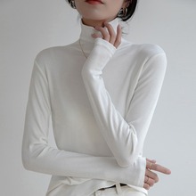 磨毛薄絨堆堆高領打底衫女秋冬季新款韓版洋氣修身內搭長袖針織衫