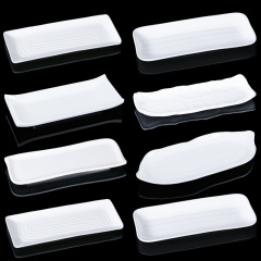 密胺白色餐具菜盤仿瓷加厚餐盤長盤火鍋店肉盤長條盤配菜專用盤子