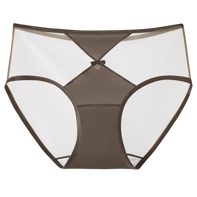 Encaje francés sexy seda de hielo de satén transpirable para niñas ropa interior de mujer agujeros transpirables entrepierna agradable para la piel calzoncillos de mujer