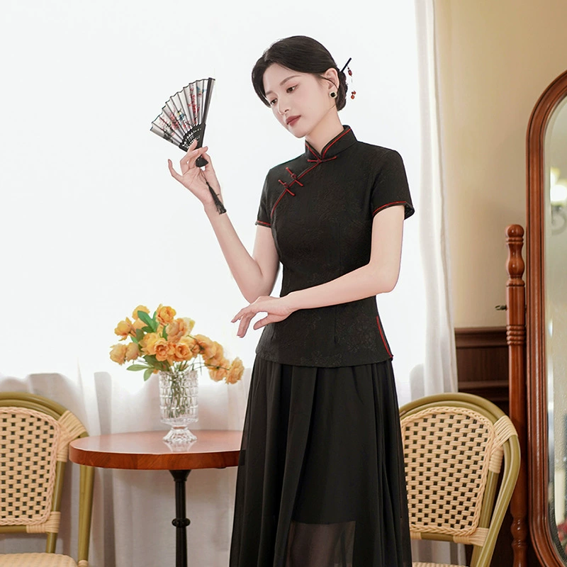 Национальный стиль 2023 Летний Новый костюм Чонсам Тан, Женская куртка, короткий Улучшенный Модный женский костюм, китайский костюм