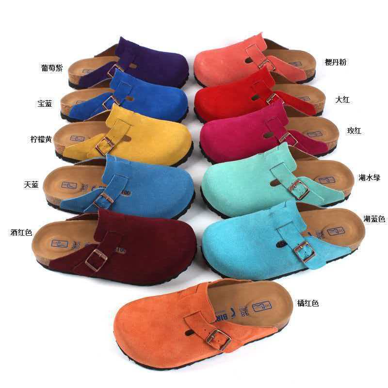 Genuine Leather Birkenstock Women's Shoes, Cork-Soled Height-Increasing Flat Slippers, Closed-Toe Half Slippers, Birkenstock Shoes, Flat and Comfortable Genuine Leather Birkenstock Women's Shoes, Cork-Soled Height-Increasing Flat Slippers, Closed-Toe Half Slippers, Birkenstock Shoes, Flat and Comfortable
