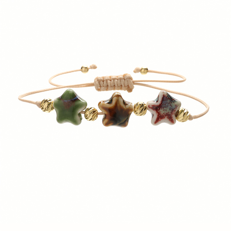 Transfronterizo europeo y americano Amazon TEMU Ceramic Little Star Pulsera para mujer Pulsera con cuentas salvaje Joyas al por mayor