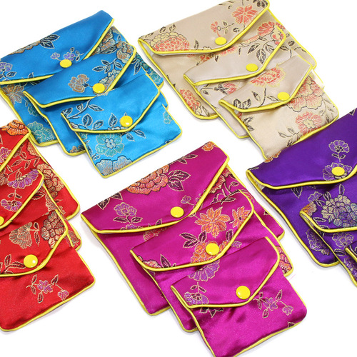 Portable snap bag brocade antique jewelry earring storage bag hand-embroidered ring necklace girl jewelry bag