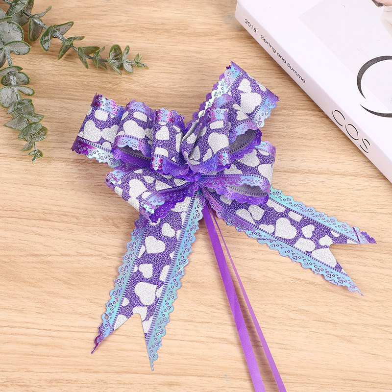 Cross-border 50 high-end gran mano tirado de flores brillo iris encaje lazo-atado regalo de navidad cinta decorativa