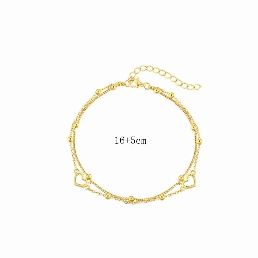Elegant Double Layer Heart Bracelet With Minimalist Bead Chain_voghion.com