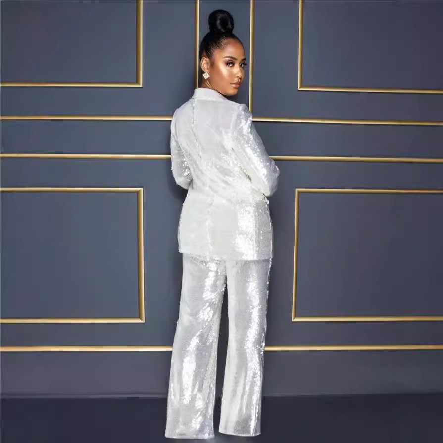 2025 verano transfronterizos Europeos y estadounidenses nuevos Amazon mujeres manga larga V-collar chaquetas de dos piezas