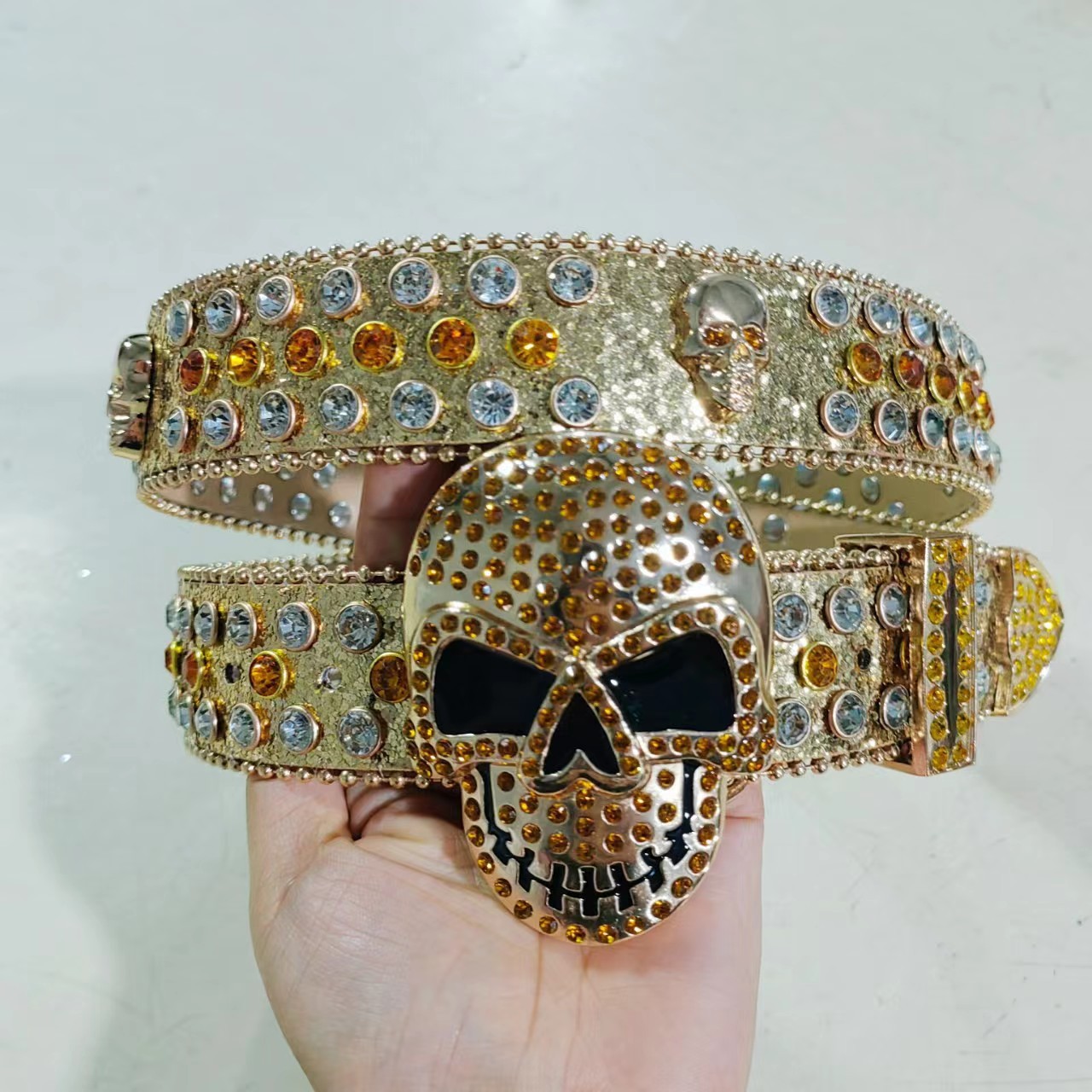 2023 Belt Large Skull Belt with Diamond...