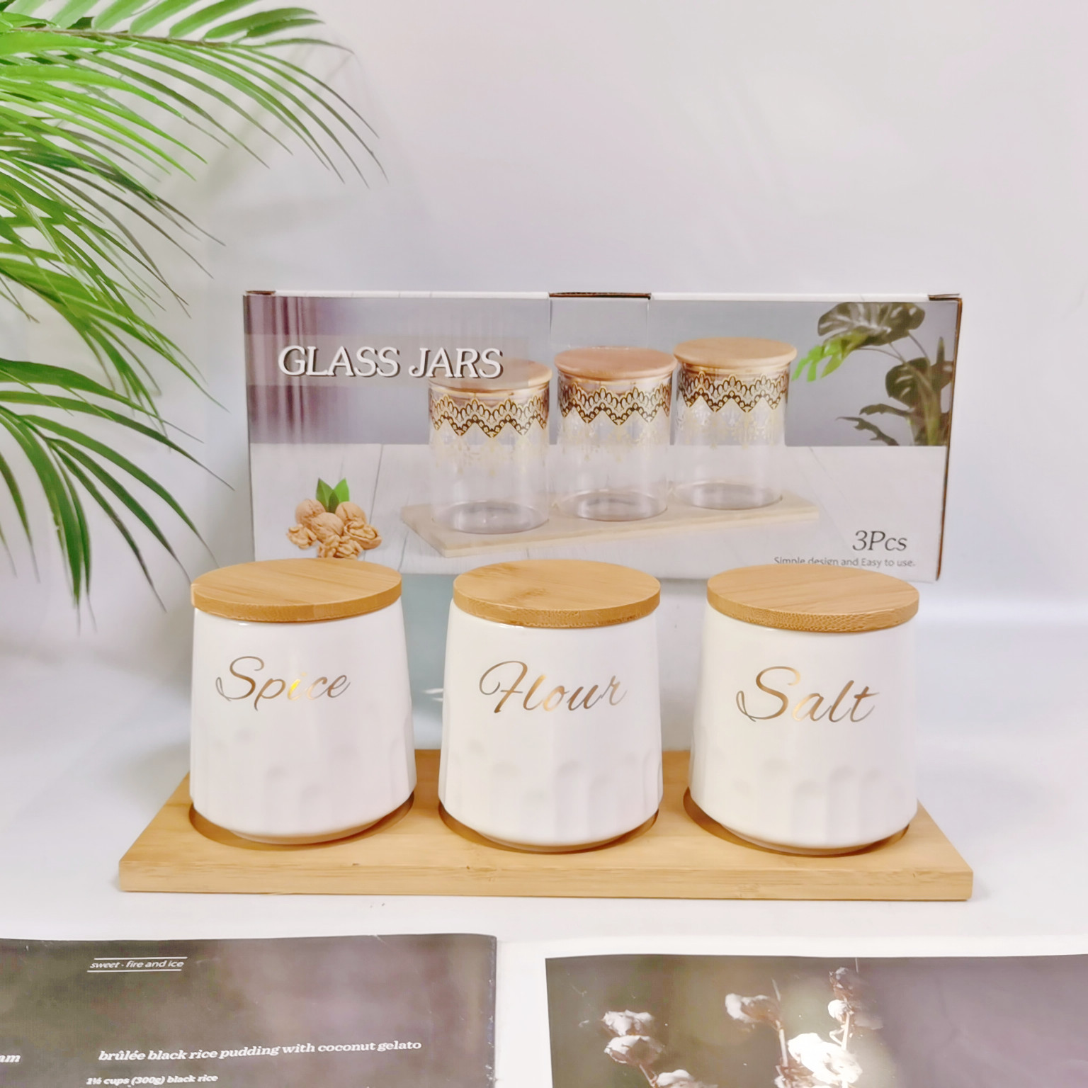 Exportación transfronteriza cerámica sellado tarro traje cocina condimento tarro multi-grano almacenamiento tarro café tarro de té tarro de azúcar