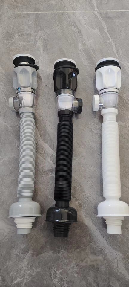 Dual-purpose horizontal and vertical drainage, with and without holes, universal version, black, gray and white, bouncy basket basin drainage details Picture