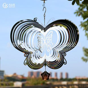 Factory supply cross-border e-commerce Amazon 3D stainless steel mirror wind chime wind butterfly courtyard pendant