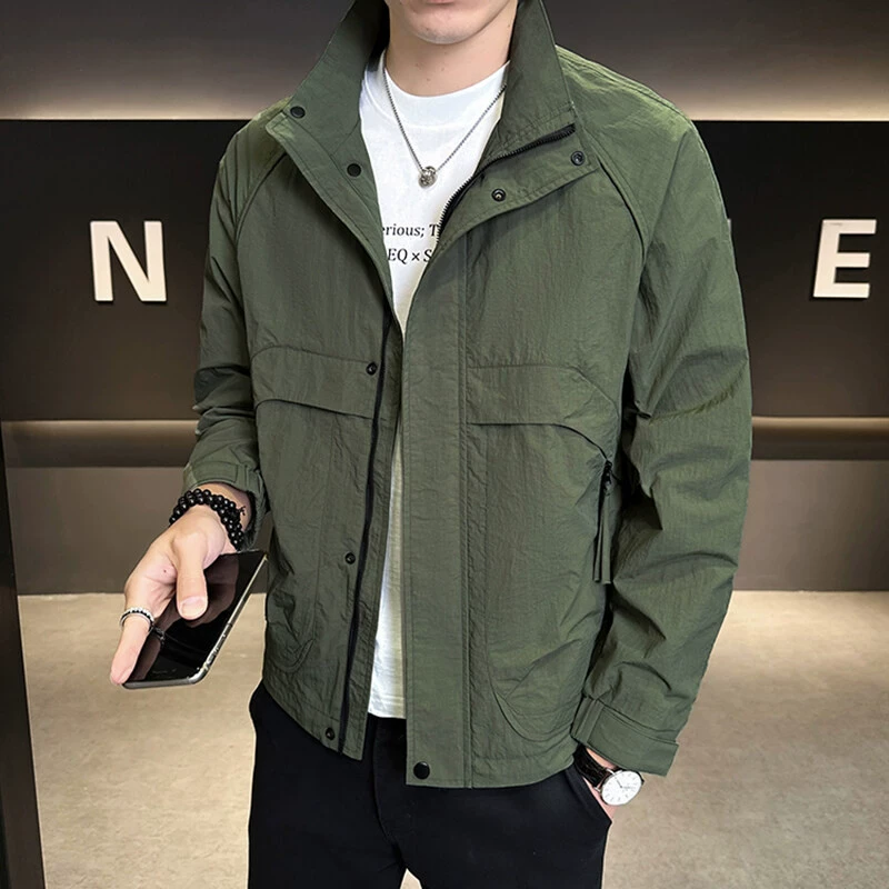 2025 весенняя новая мужская модная короткая куртка с воротником-стойкой против морщин, модная универсальная одежда-0108