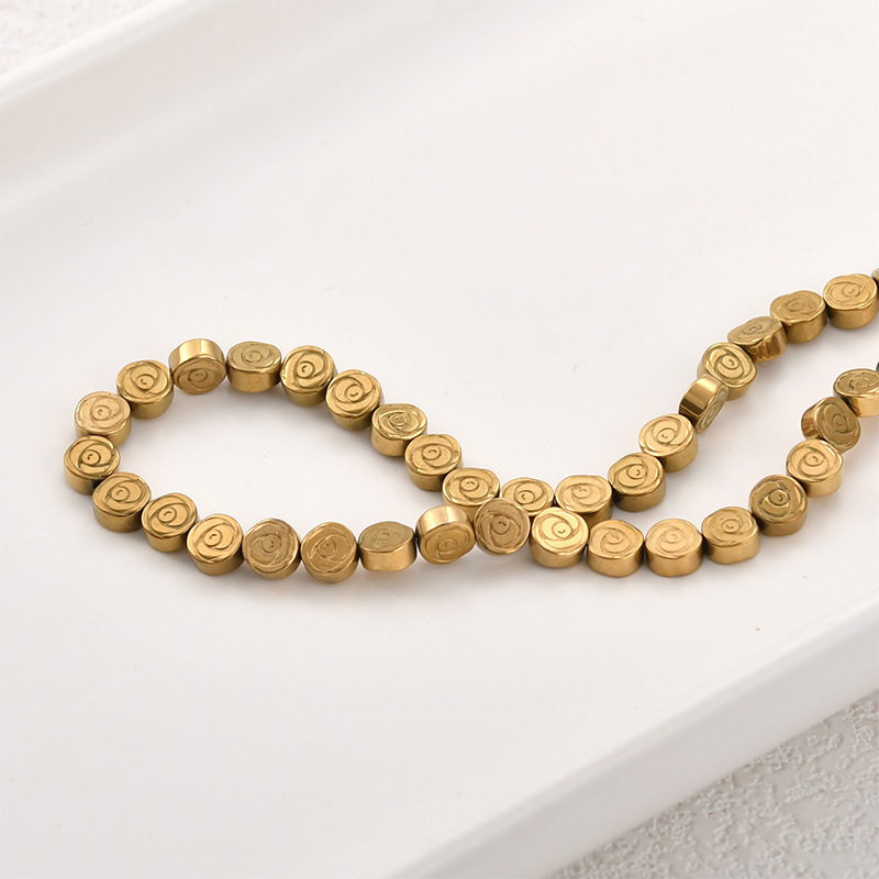 Black gallstone plated with real gold, color-retaining starburst shell rose spacer beads, DIY handmade beaded bracelet and necklace accessories
