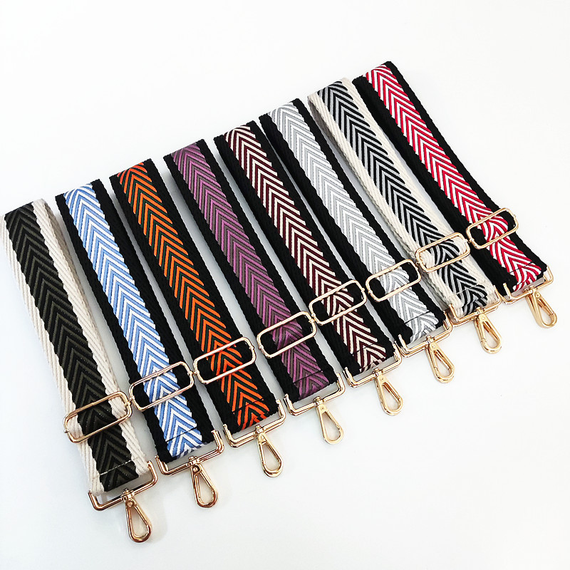 Women's bag with shoulder strap color wide strap arrow contrast color striped thick strap adjustable lengthened crossbody bag strap diy