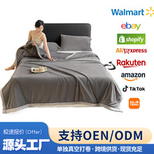 跨境冬天加厚双面牛奶绒毛毯多功能毯子单双人贝贝绒毛毯外贸批发