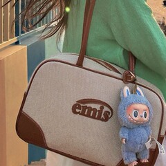 韓国 emis キャンバストートバッグレディース大容量 2025 新しい通勤ショルダーバッグ高品質ニッチ脇の下バッグ