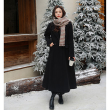 冬季新款200斤大码女装加棉毛呢外套收腰长款气质呢子大衣25173