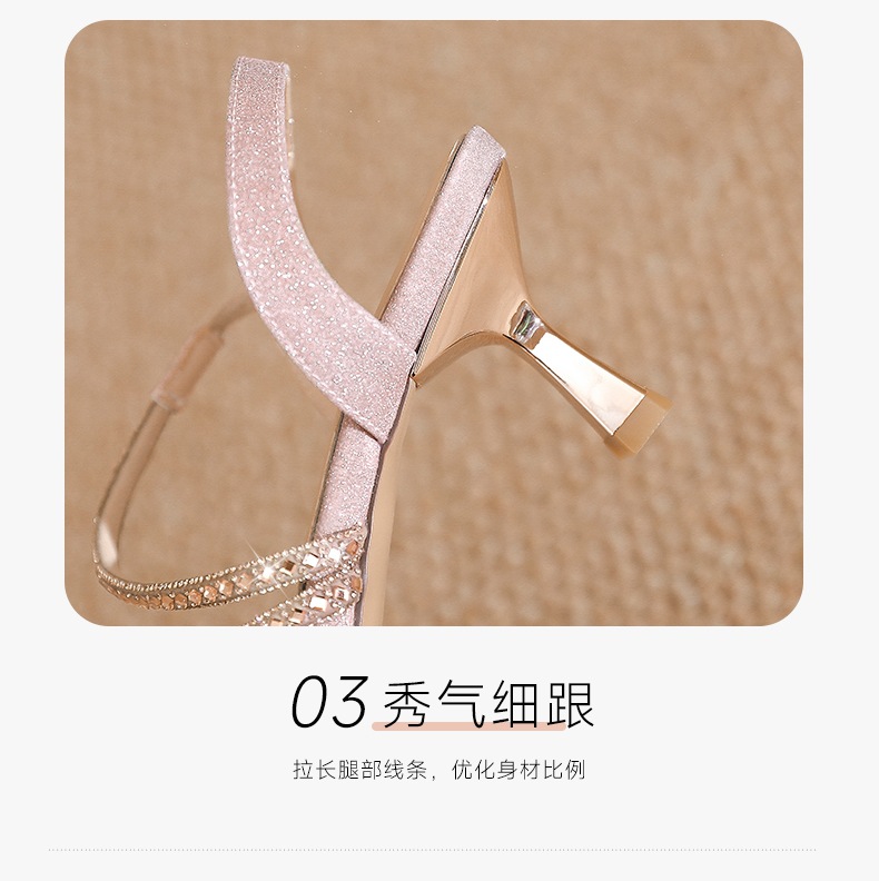 Sandal cao gót nữ mũi nhọn quai mảnh phong cách Pháp — BQ163 Bạc chi tiết 12