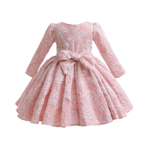 Girls 'dress, court style, small dress, children's bubble sleeves, bow dress, princess dress, cute performance dress