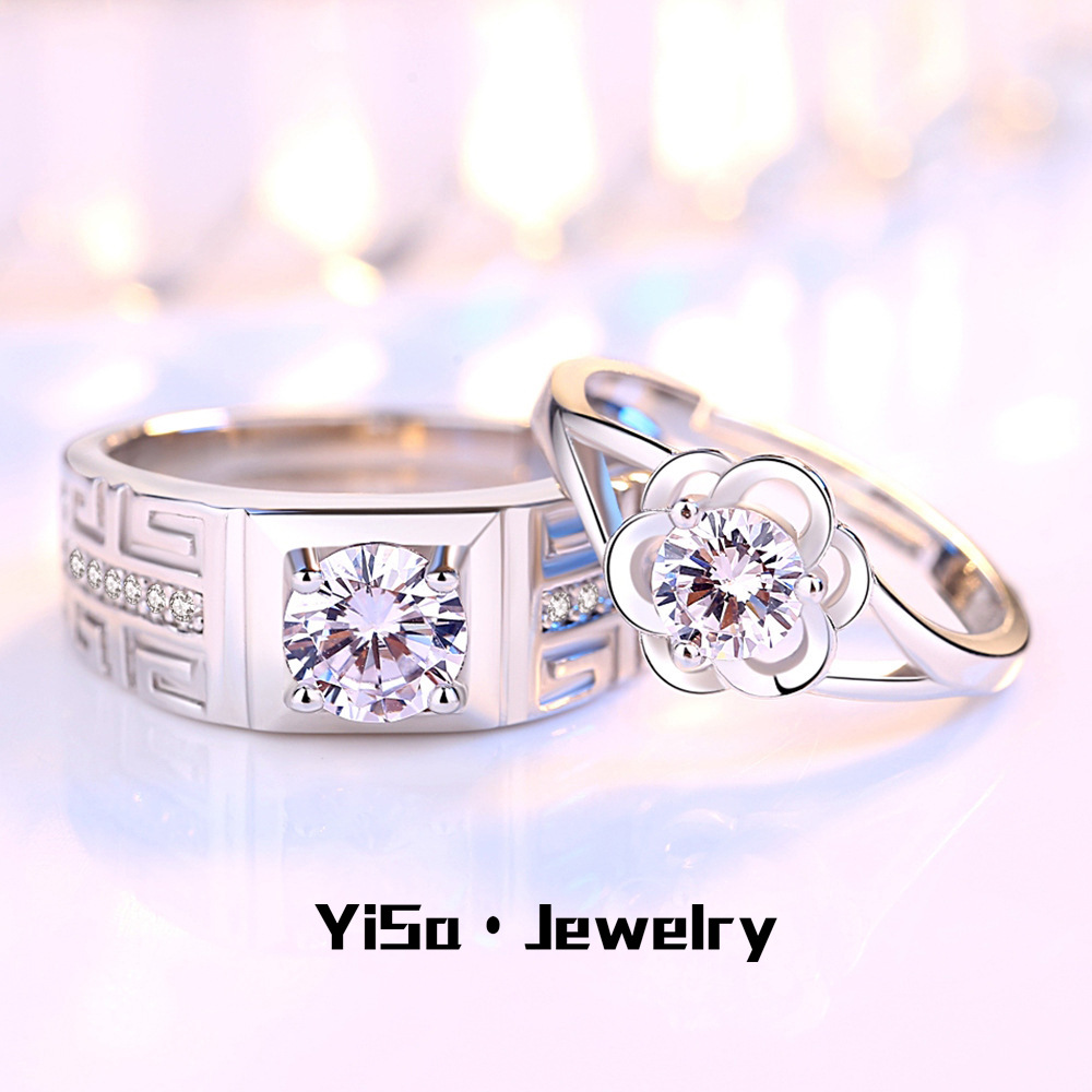 Cross-border Hot Sale Splendid Plum Diamond Couple's Ring Light Luxury Fashion Opening Adjustable Ring Women's Gift to Girlfriend