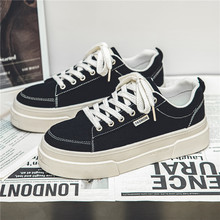 板鞋夏季新款时尚潮牌帆布鞋黑色潮流百搭个性韩版厚底男鞋滑板鞋