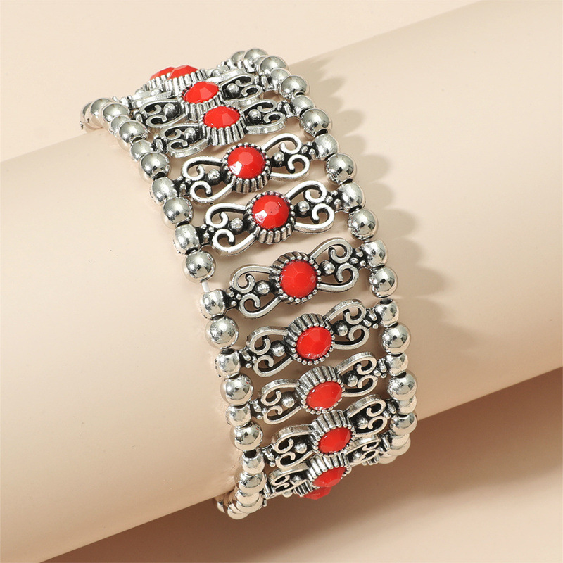 30g Weight Retro Leaf Square Water Droplets Alloy Inlay Turquoise Women's Nepal Bracelets