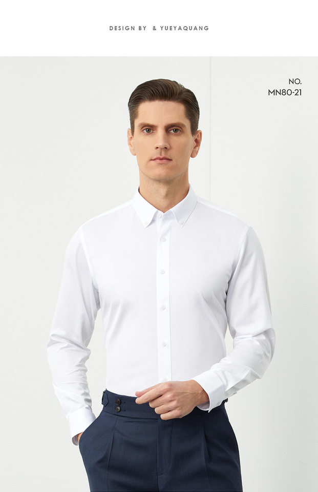 Áo sơ mi nam cotton Oxford dài tay không cần ủi, form vừa vặn, cổ cài cúc — Cherry hồng tay dài-kiểu nam-003, Hồng cherry - Tay ngắn - 003, Màu xanh nhạt-dài tay-nam-31, Trắng-Tay ngắn-21 chi tiết 19