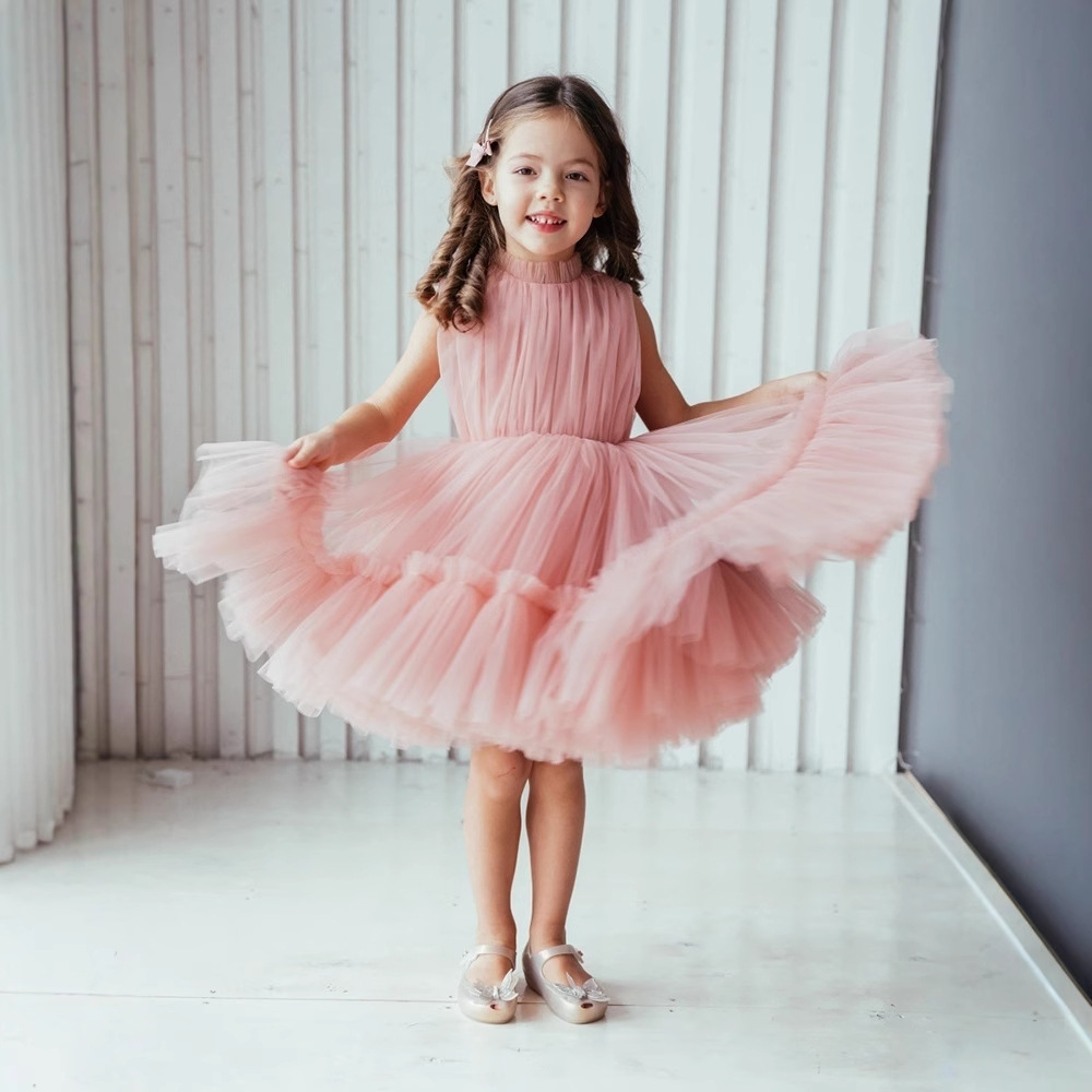 Abito in tulle stile principessa per bambine, ideale per feste, servizi fotografici e occasioni speciali, con design da presentatrice, per bambine da 0 a 3 anni._voghion.com
