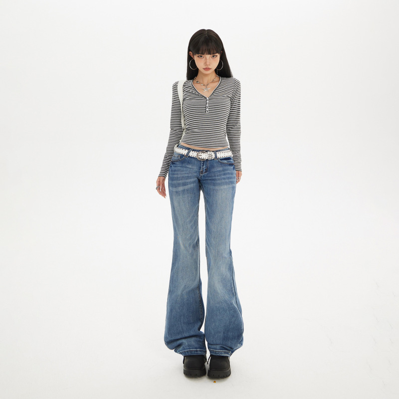 Yc& American Retro Hot Girl Low-Waist Flared Pants Slim Fit Versatile Slightly Stretchy Autumn and Winter Jeans for Women Yc& American Retro Hot Girl Low-Waist Flared Pants Slim Fit Versatile Slightly Stretchy Autumn and Winter Jeans for Women