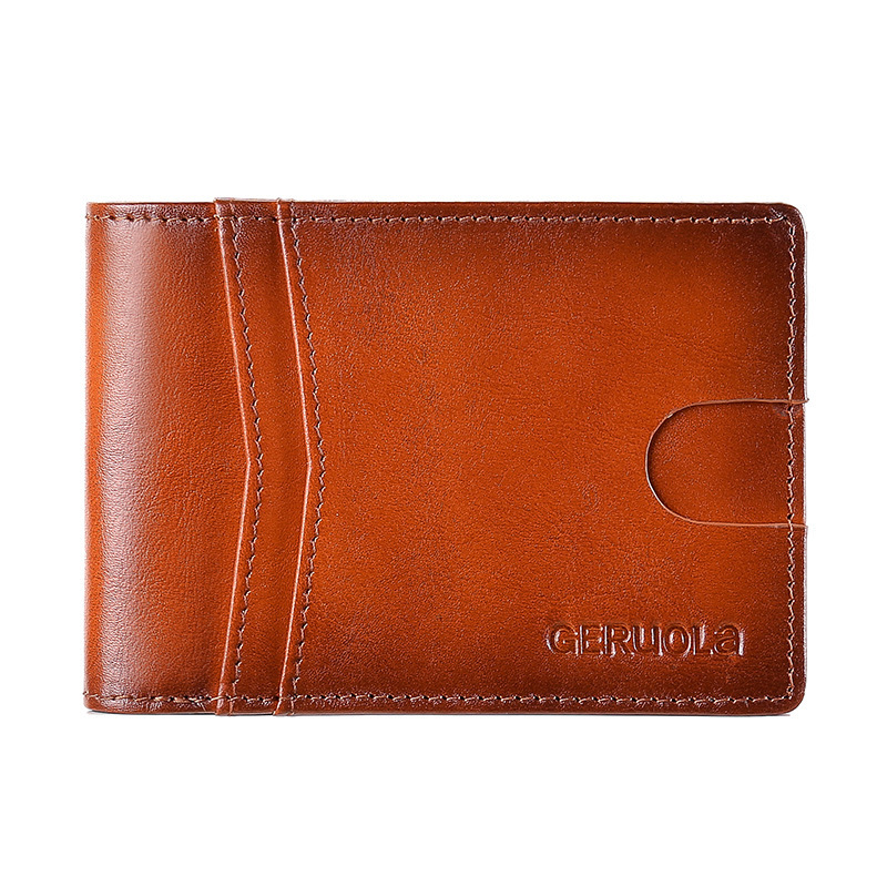 Amazon estilo caliente de cuero para hombre, clip de oro estadounidense, posición de varias tarjetas, primera capa de cuero, posición de varias tarjetas, billetera, hombre